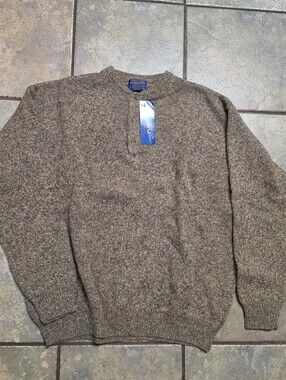 Vintage Pendleton Shetland Wool Henley Sweater NWT Deadstock Brown Marled XXL